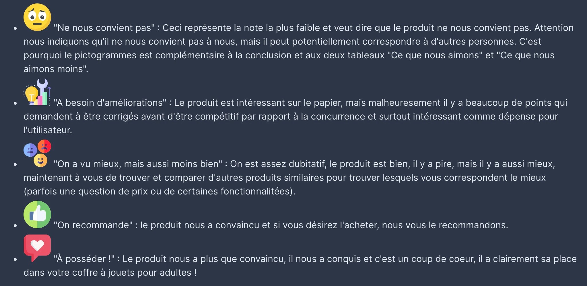 La notation des tests