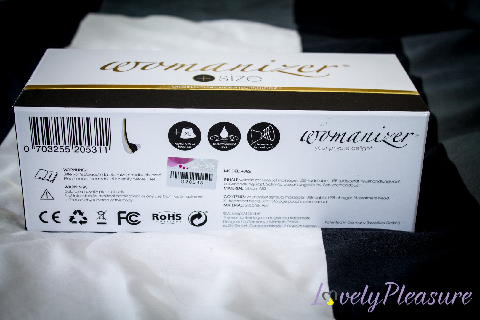 Photo de la boîte du sextoy vu du dessous